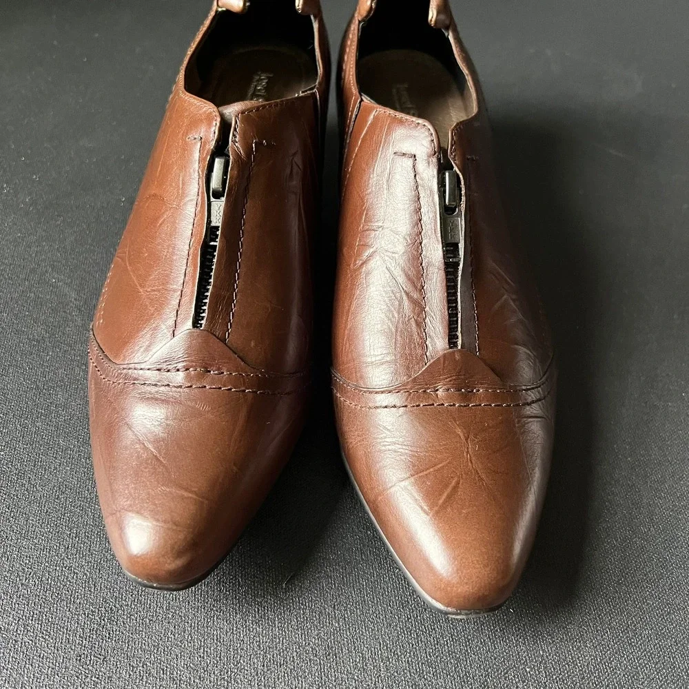 Josef Seibel Brown Leather Block Heel Booties 40 US 9.5 Comfort Shoes Academia